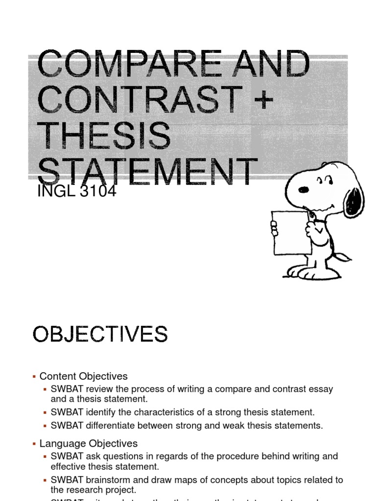 sample thesis statement compare contrast essay