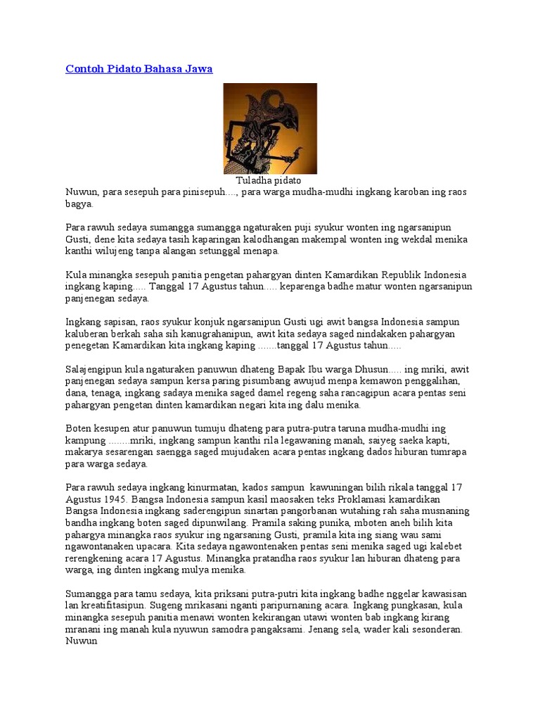 Contoh Pidato Bahasa Jawa