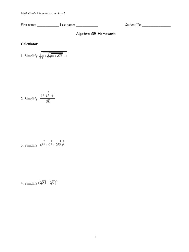 Grade 9 Algebra Homework Insights | PDF | Homework | Teaching Mathematics