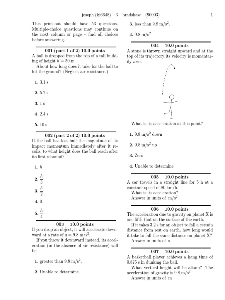3 Problems | Acceleration | Gravity