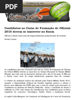 Candidatos Ao Curso de Formação de Oficiais 2015 Devem Se Inscrever No Enem