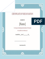 Certificate of Recogniation Template