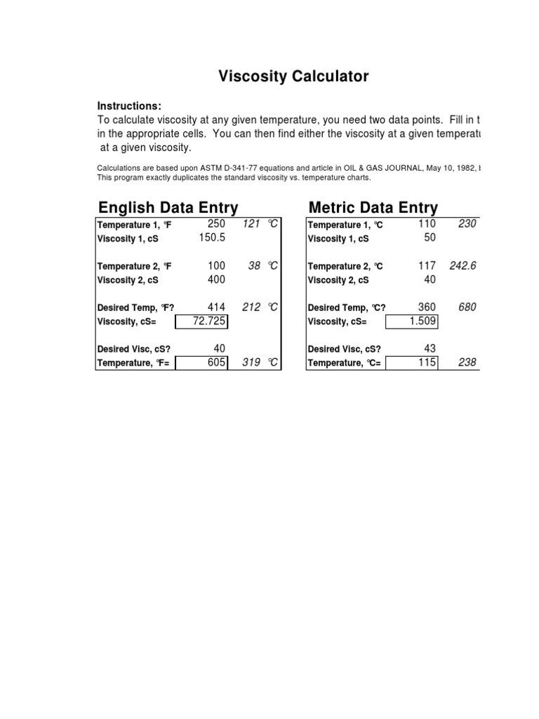 Viscosity Calculator PDF