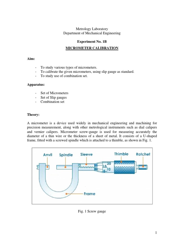 Micrometer Calibration Using Slip Gauges Tools Nature