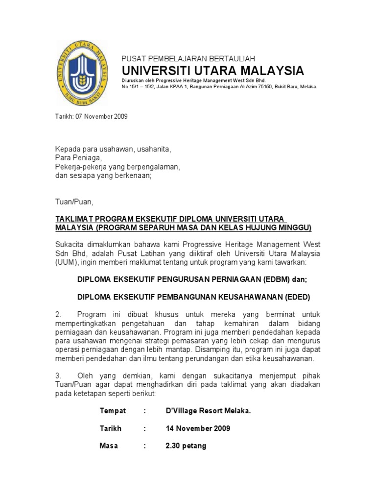 Surat Jemputan Taklimat Uum Pdf