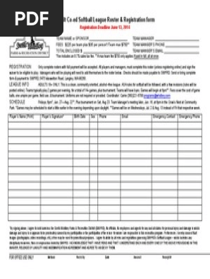 softball roster reg form 2014