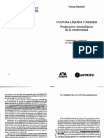 Simmel Cultura Líquida y Dinero PDF