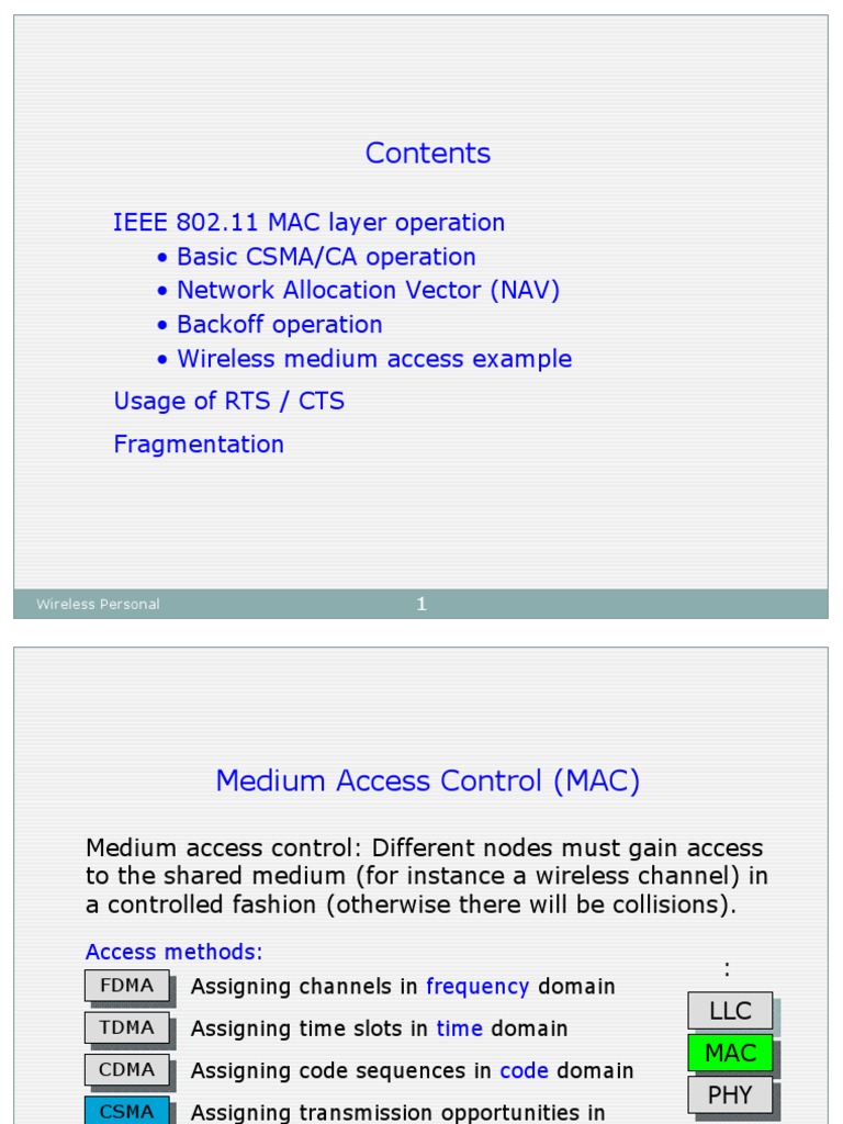 IEEE 802.11 CSMA/CA Overview | PDF | Wireless Lan | Transmission ...