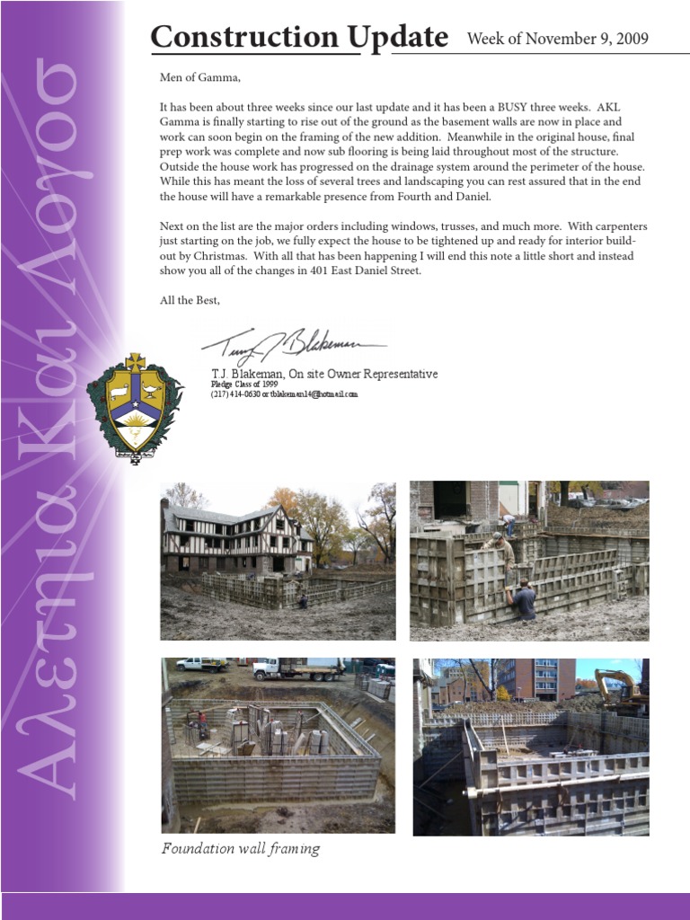 Construction Update November 9, 2009 | PDF | Basement | Buildings And ...
