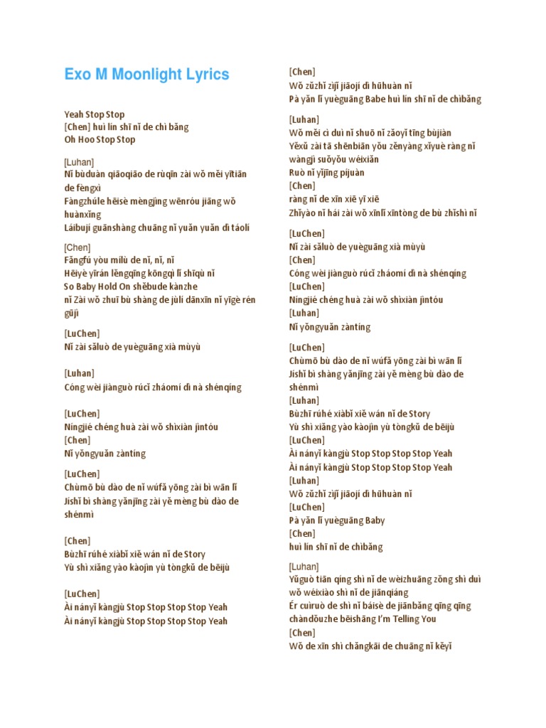 Exo Moonlight Lyrics Analysis | PDF