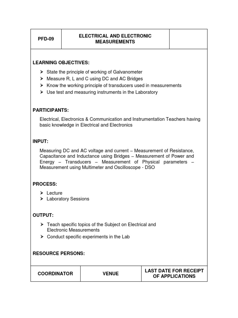 PFD-09 Electrical and Electronic Measurements | PDF