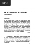 De La Translation A La Traduction (Antoine BERMAN)