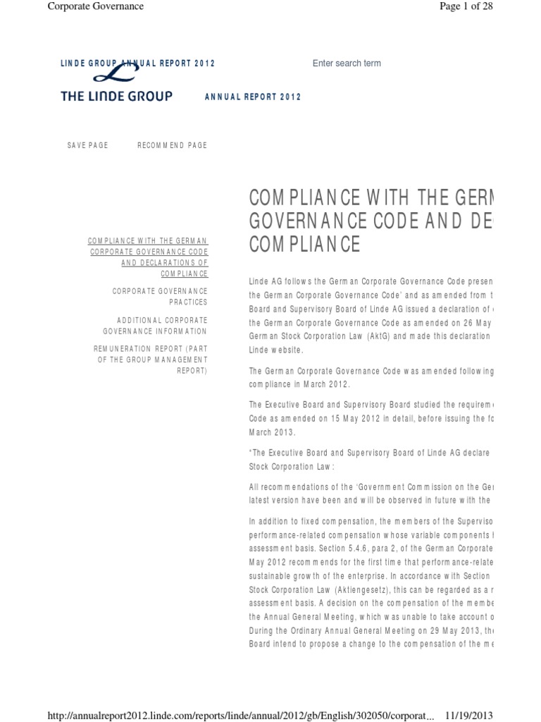 Linde India Annual Report 2012 Overview | PDF | Board Of Directors ...