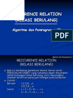 Reccurence Relation (Relasi Berulang) : Algoritma Dan Pemrograman II