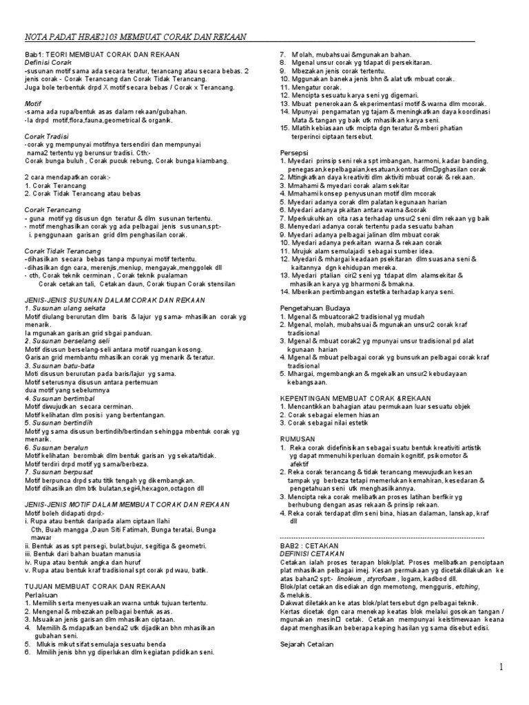 Teori dan Jenis Corak Reka Seni | PDF