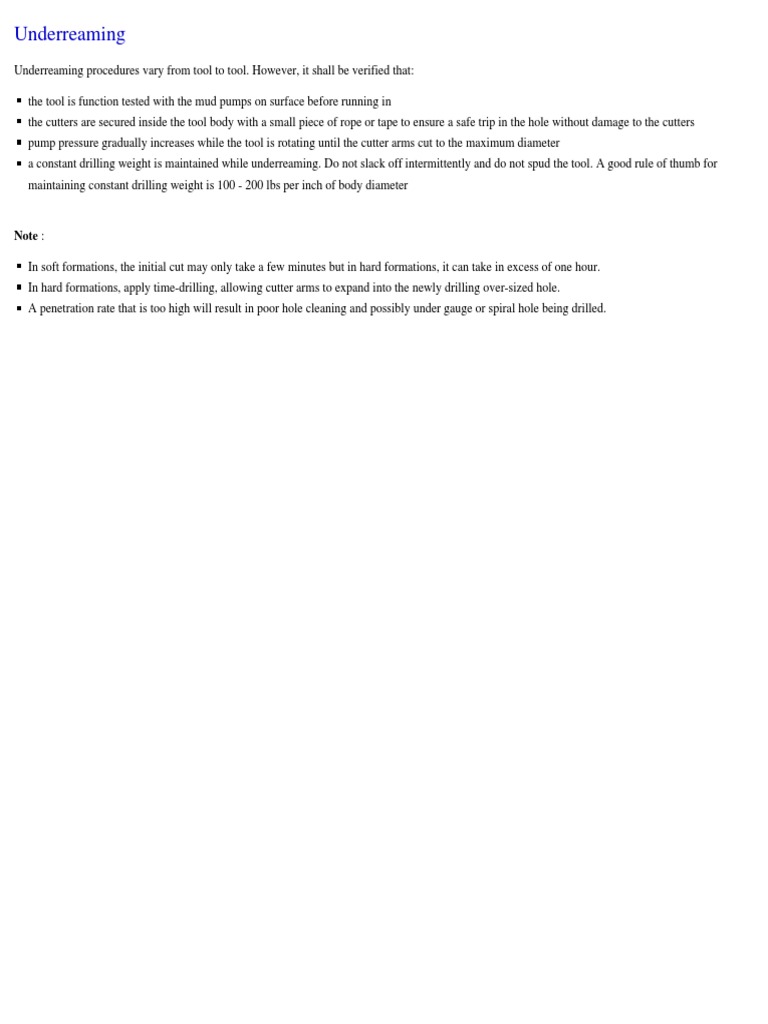 Underreaming Procedures for Drilling Tools | PDF