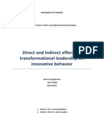 Direct and Indirect Effects of Transformational Leadership On Innovative Behavior