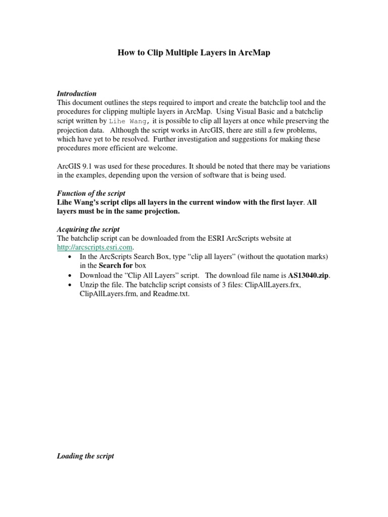 How To Clip Multiple Layers in Arcmap PDF Arc Gis Computer File