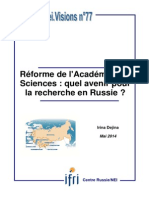 Réforme de L'académie Des Sciences: Quel Avenir Pour La Recherche en Russie ?