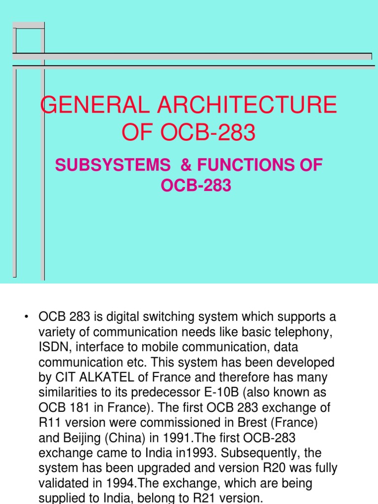 Ocb 283 PDF Telephone Exchange Computer Architecture
