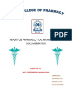 Report On Pharmaceutical Manufacturing Documentation