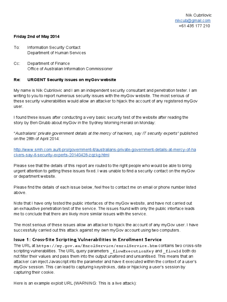 Australian Mygov Security Issues | PDF | Http Cookie | Transport Layer ...