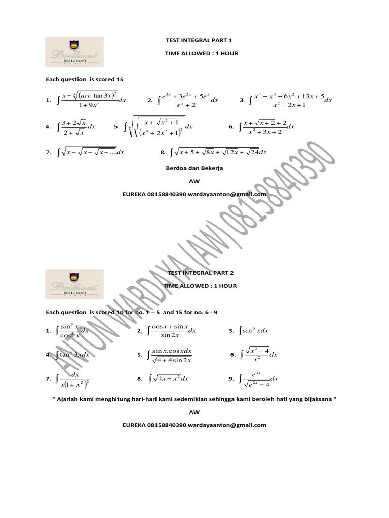 Test Integral Part 1 and 2 | PDF