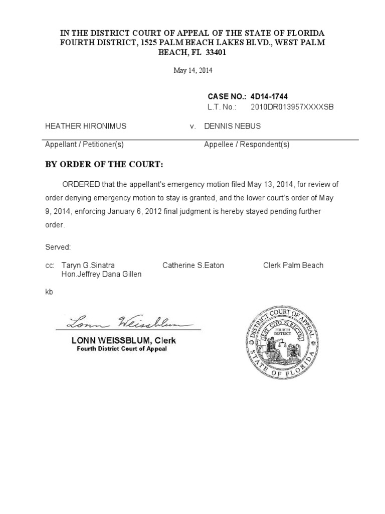 Order Granting Emergency Motion for Review United States Supreme