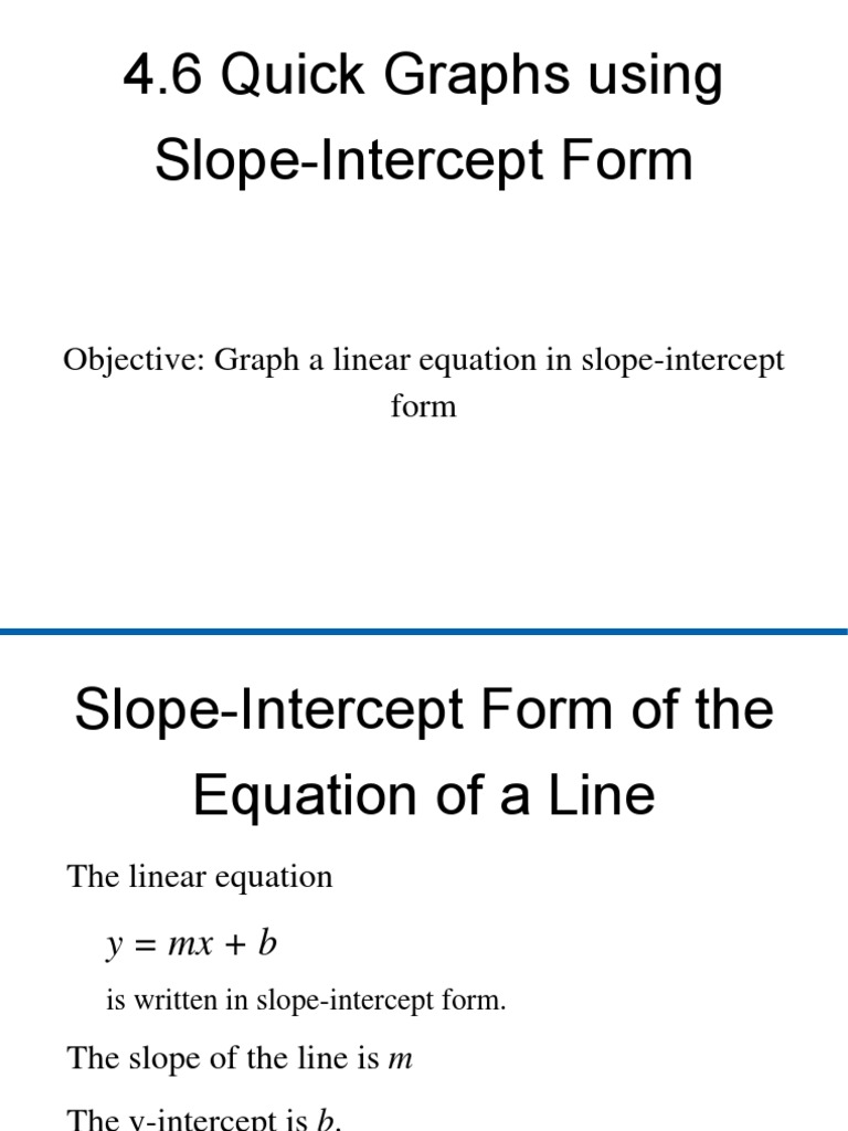 Graphing Linear Equations: Slope-Intercept | PDF