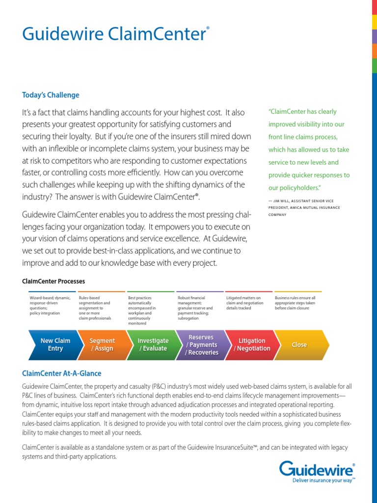 Brochure Guidewire ClaimCenter Insurance Automation