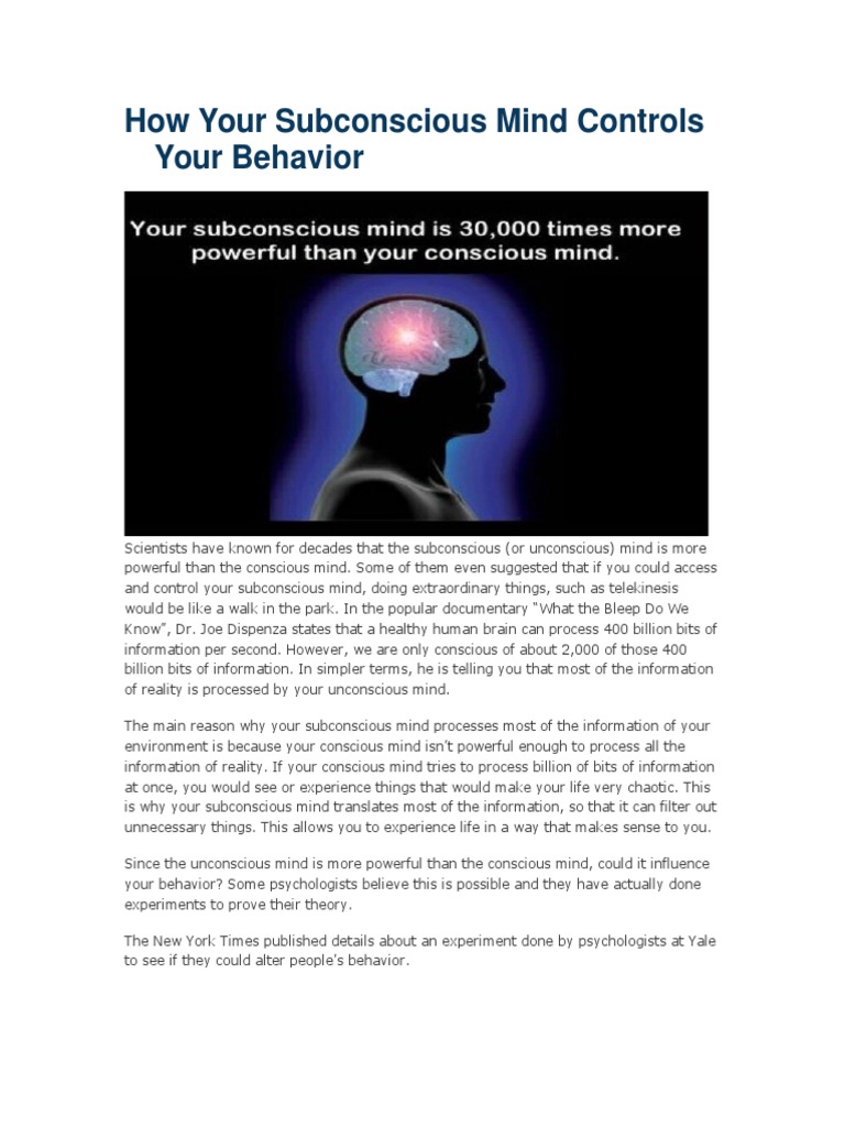 How Your Subconscious Mind Controls Your Behavior | Id | Mind