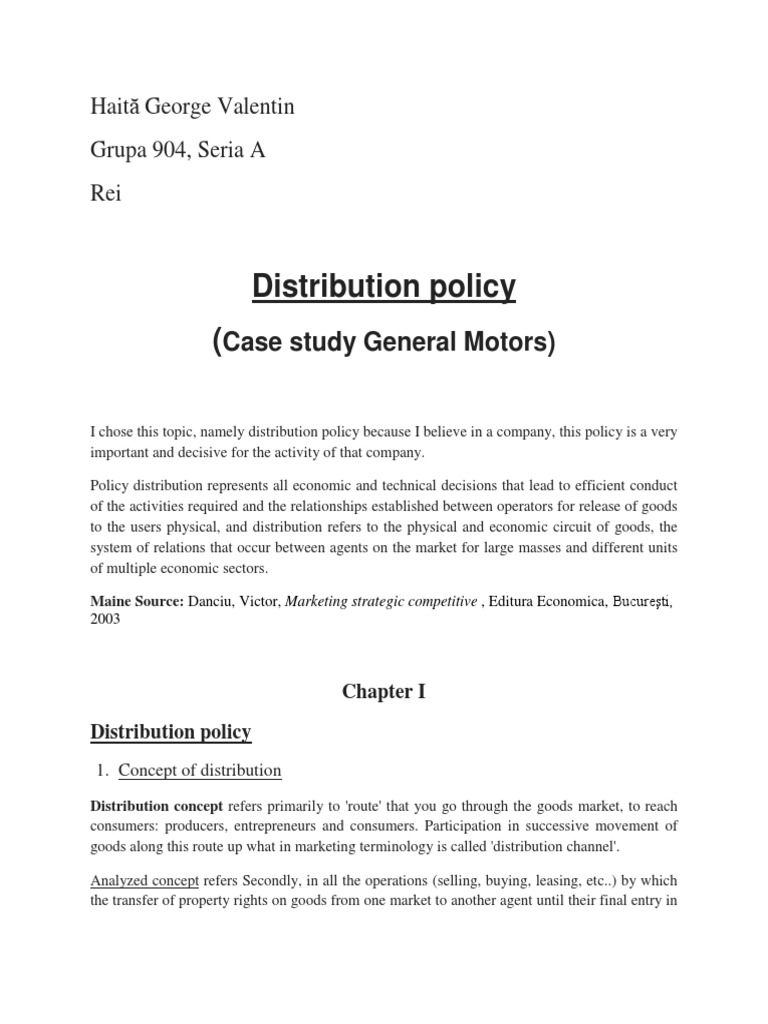 Distribution Policy PDF Franchising Distribution (Business)