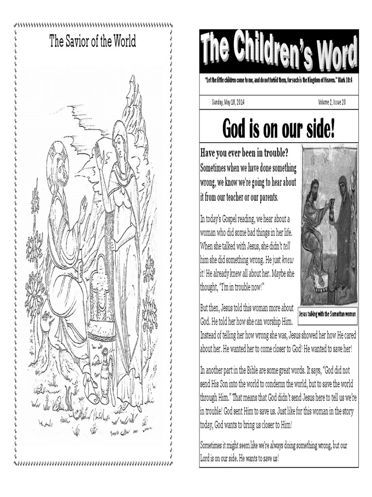 The Children's Word Bulletin For Sunday, May 18, 2014 PDF Jesus God