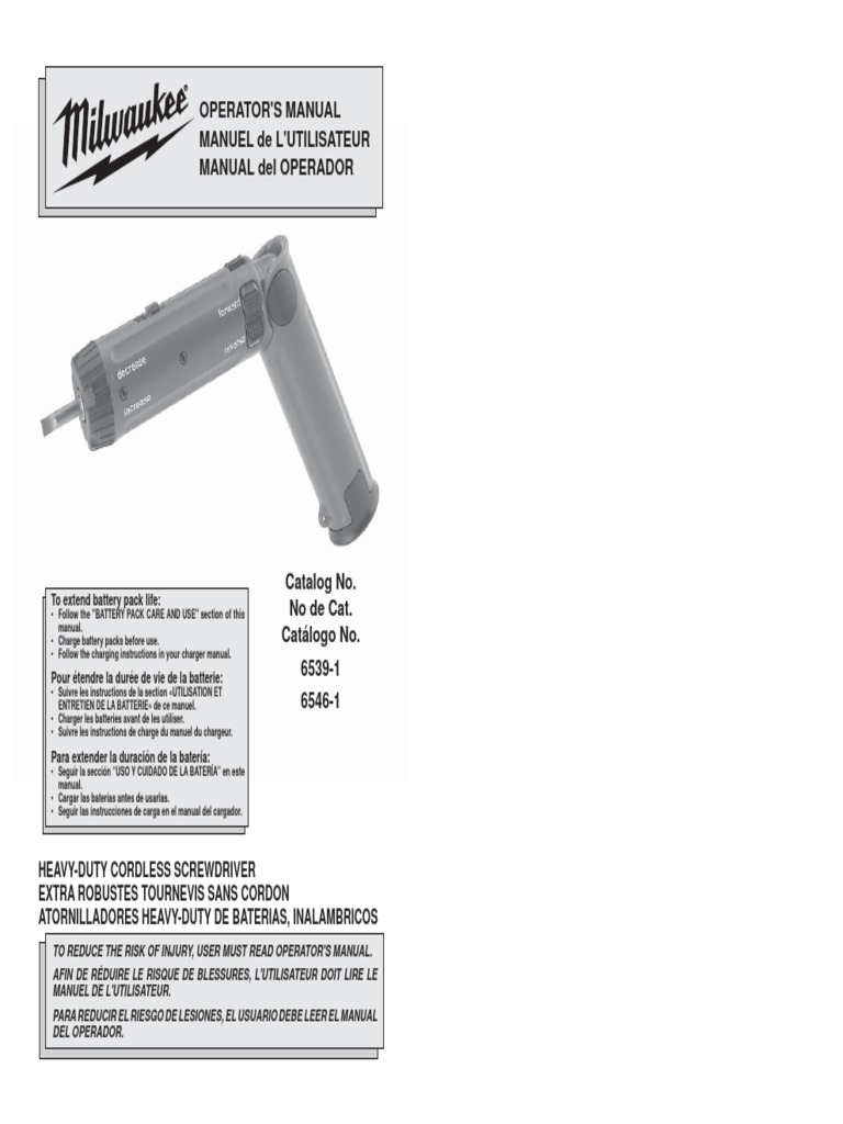 Milwaukee Cordless Screwdriver Manual PDF Science Engineering