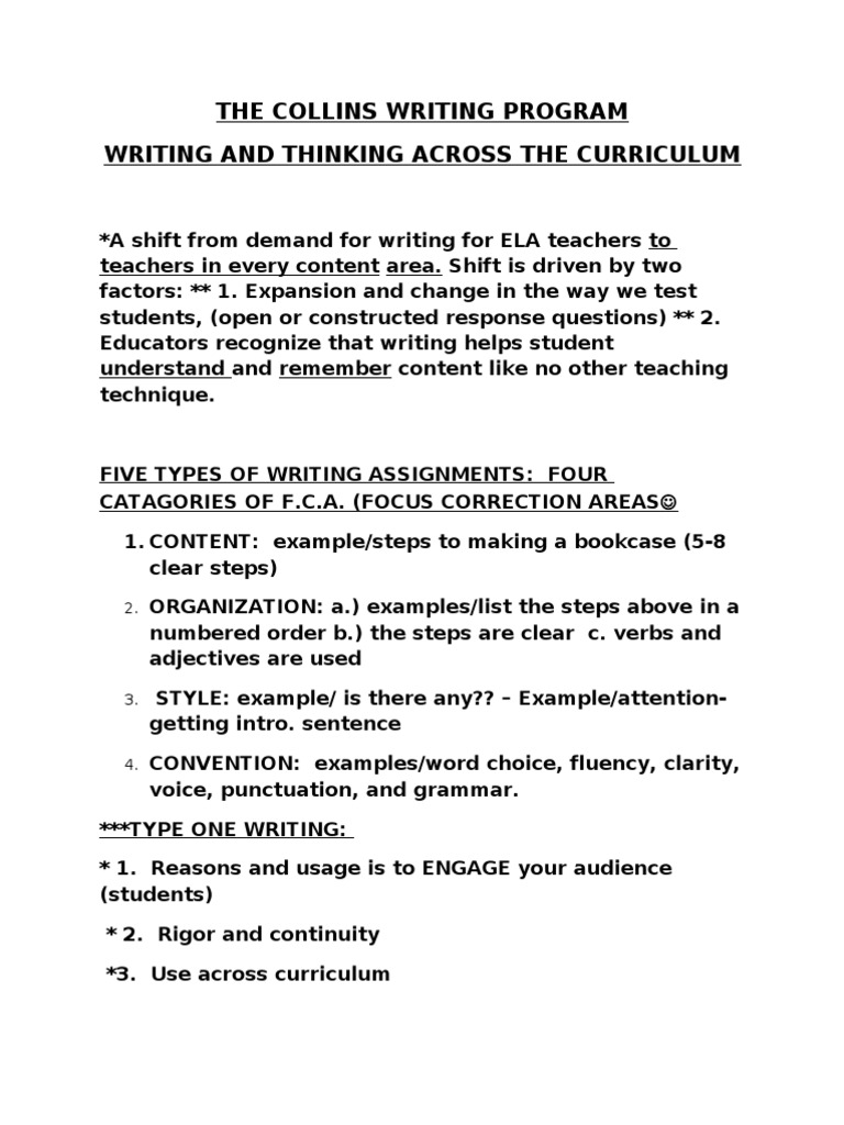 The Collins Writing Program Question Attention