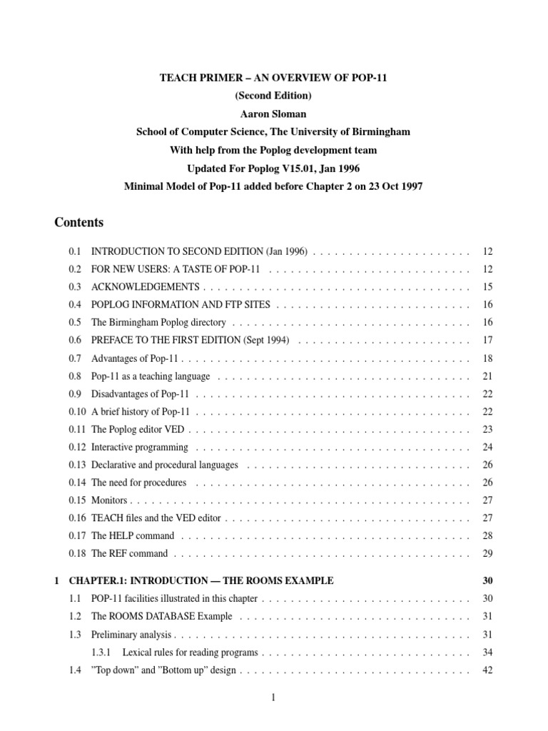 An Overview of Pop-11 (A. Sloman) | PDF | Integer (Computer Science ...