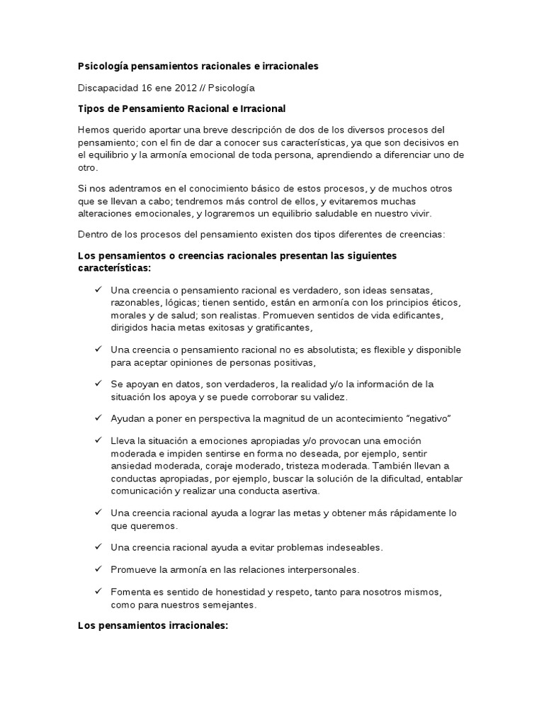 Ejemplos de Pensamiento Racional | PDF | Racionalidad | Conocimiento
