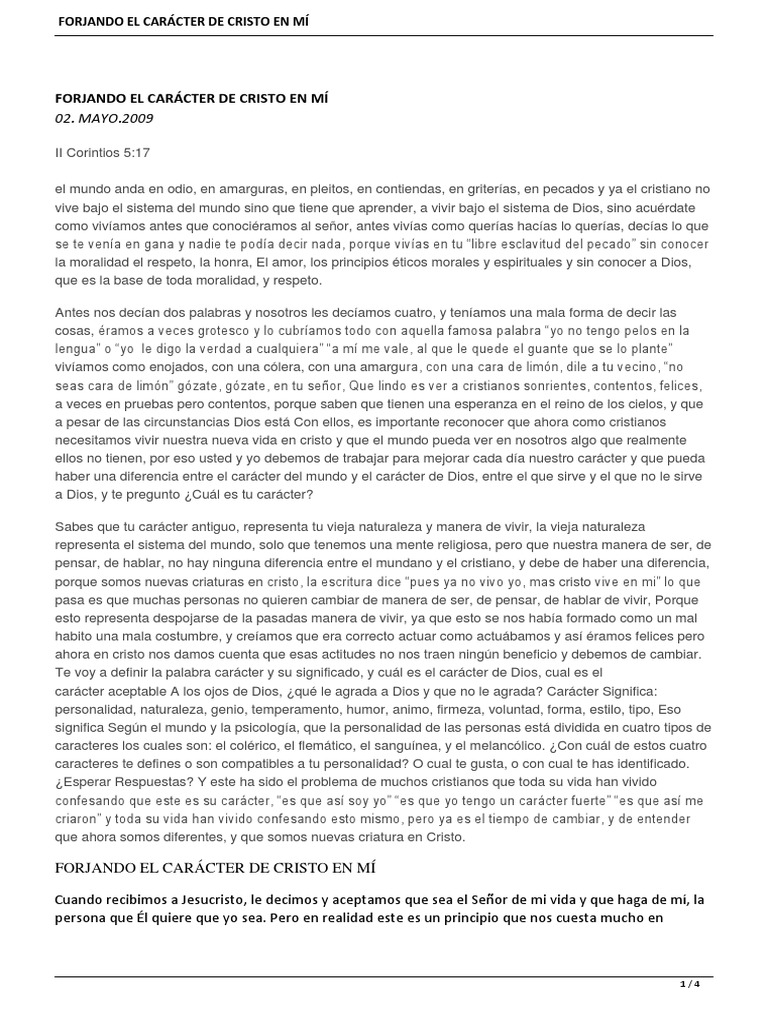 Forjando El Caracter de Cristo en Mi | PDF | Temperamento | Ira