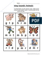 Beginning Sounds Worksheet Animals