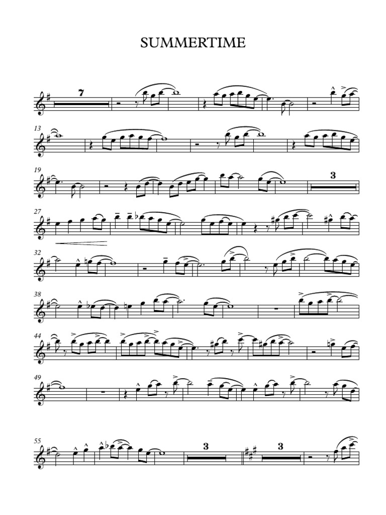 Summertime Sax sax transcription