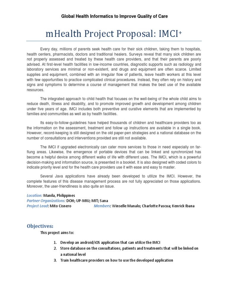 mHealth IMCI Project Proposal | PDF | Health Professional | Health ...