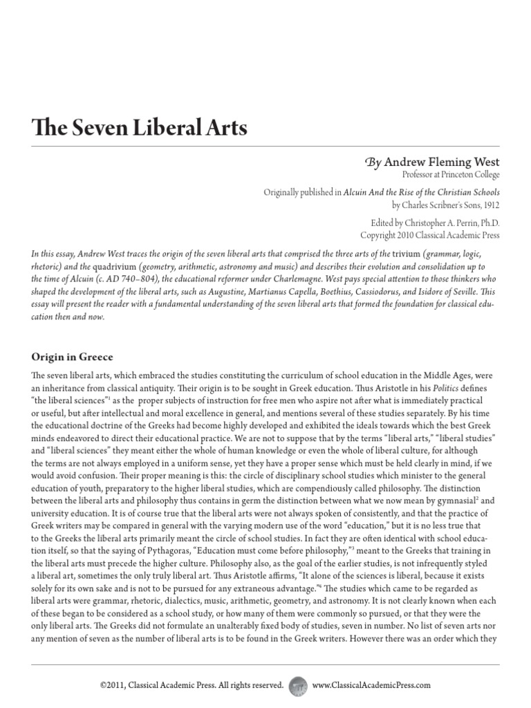 The Seven Liberal Arts Pdf Liberal Arts Education Rhetoric