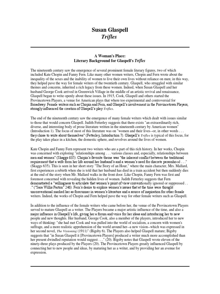 Themes in Glaspell's Trifles PDF