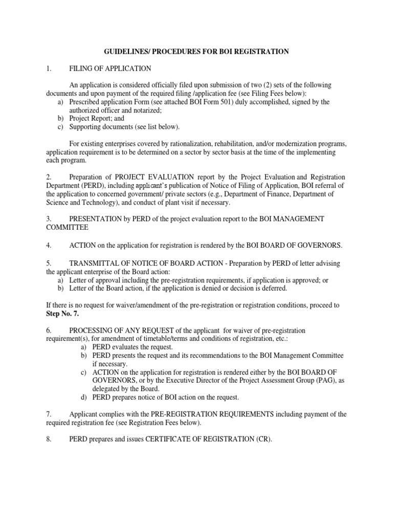 BOI Registration Guidelines and Process | PDF | Board Of Directors ...