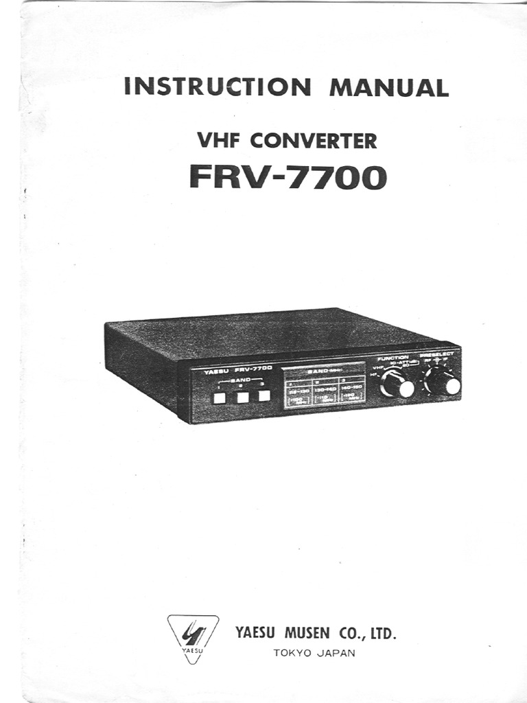 Yaesu FRV-7700 VHF Transverter - Manual | PDF
