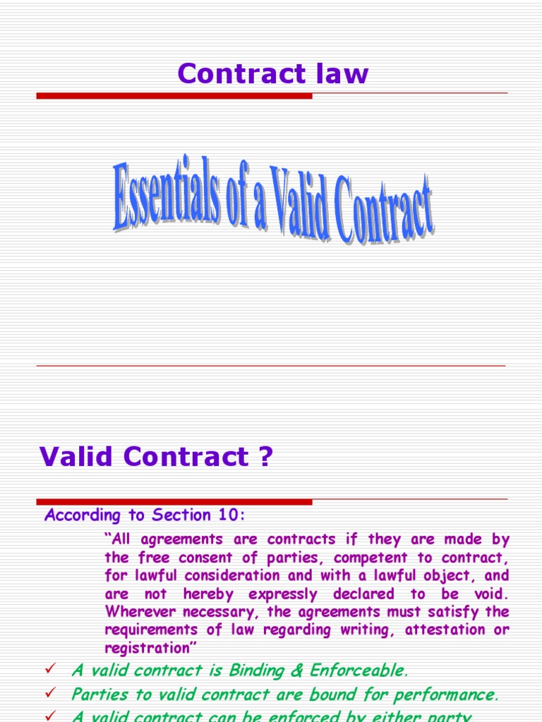 Essentials of a valid contract consideration offer and acceptance