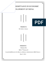 Role of Remittance in Economic Development of Nepal