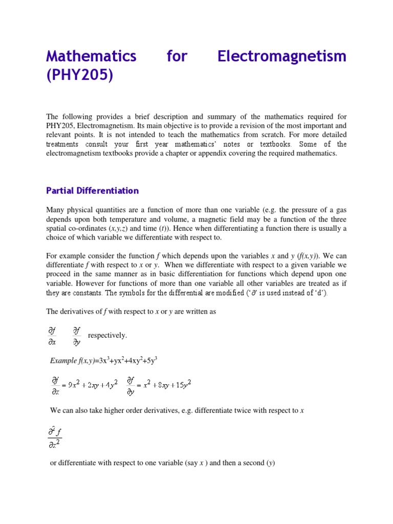 Mathematics For Electromagnetism | Download Free PDF | Euclidean Vector ...