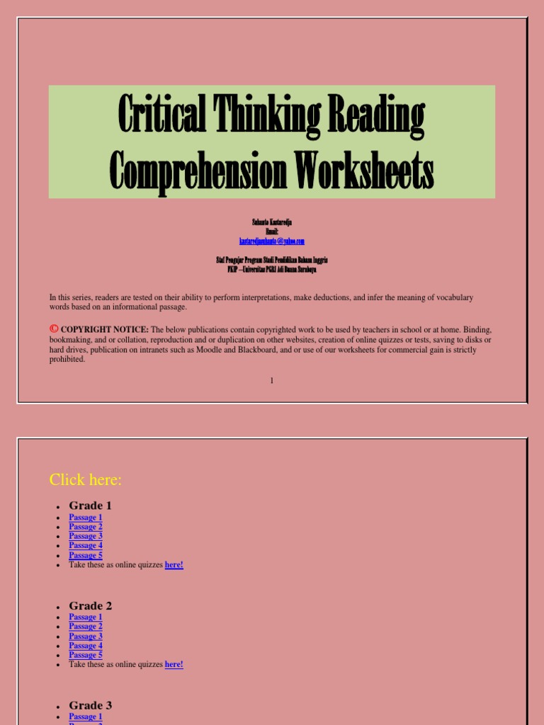 comprehension and critical thinking pdf
