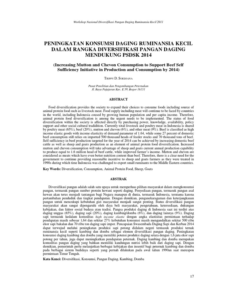 Diversifikasi Konsumsi Daging Ruminansia Kecil | PDF